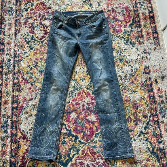 y2k vintage bedazzled festival low rise jeans by nicole benisti - Picture 1 of 5